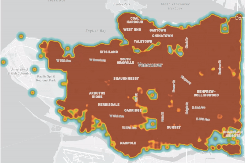 Vancouver housing accessibility heatmap and dashboard
