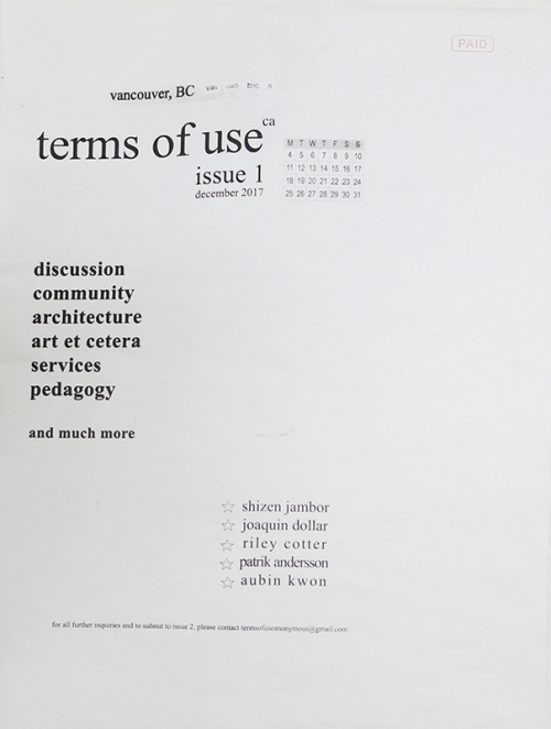 terms of use: issue 1, december 2017
