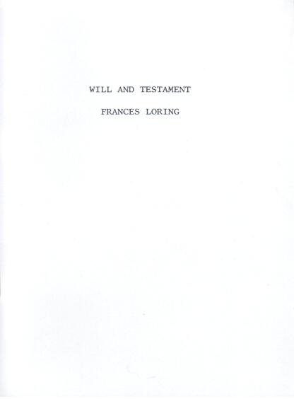 Will and Testament: Frances Loring