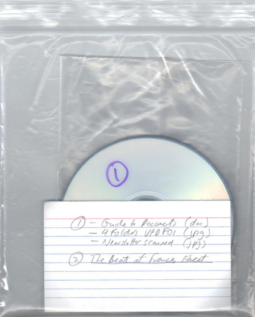 -Guide to Documents
-4 folders VPD FOI
-Newsletter scanned